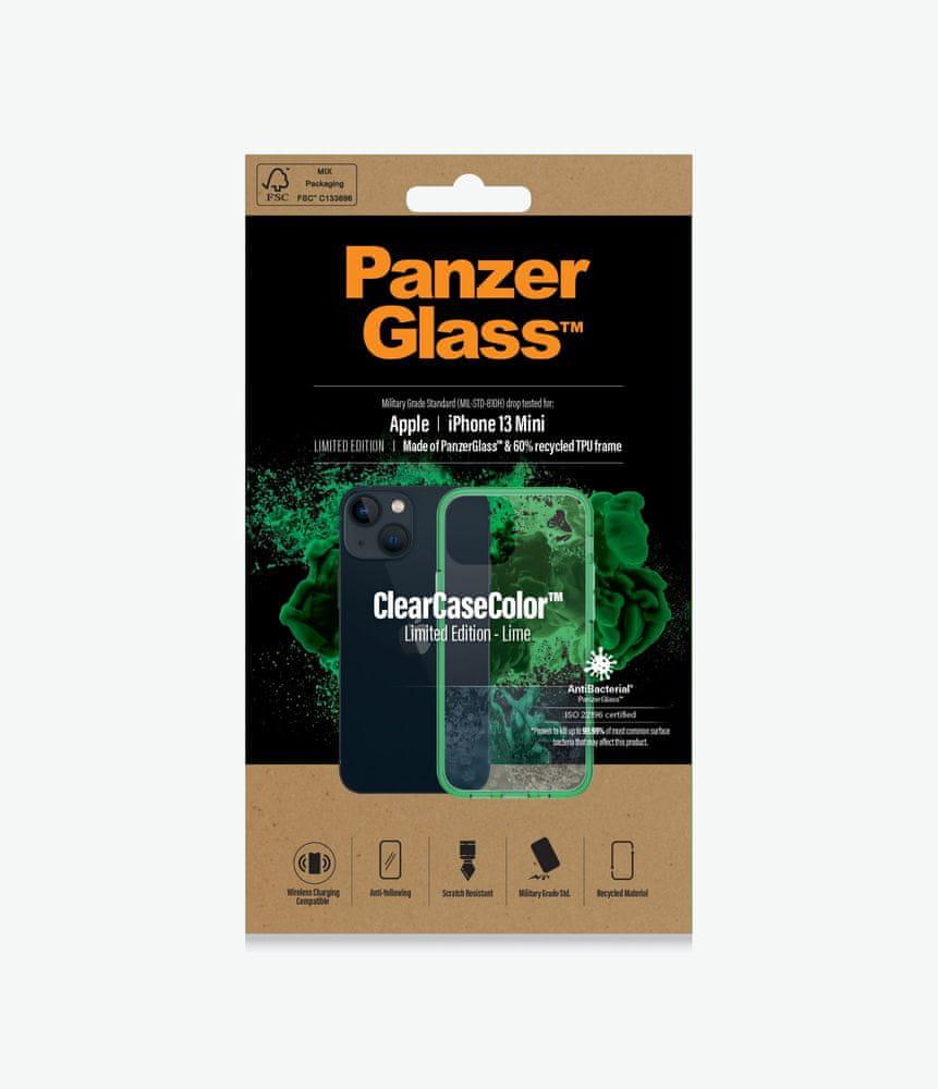 PanzerGlass ClearCaseColor pre Apple iPhone 13 mini 0329, zelené - zánovné